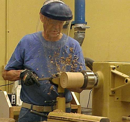 Jim demonstrates bowl and lid making