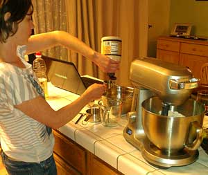 Mindy making Trail Mix Cookies