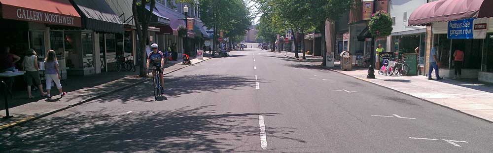 The first Roseburg Open Streets event, Behind: Chalk drawing on a downtown street