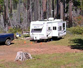 Our dispersed campsite 2 miles up the Round Lake Road