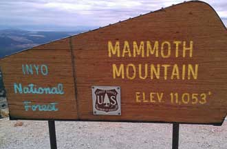 Reaching the top of Mammoth Mountain at 11,053 feet, Behind: Kathy, Terry and Gwen enjoying the western view 