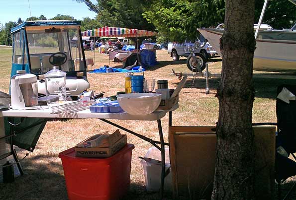 Setting up for the Saturday Yard Sale