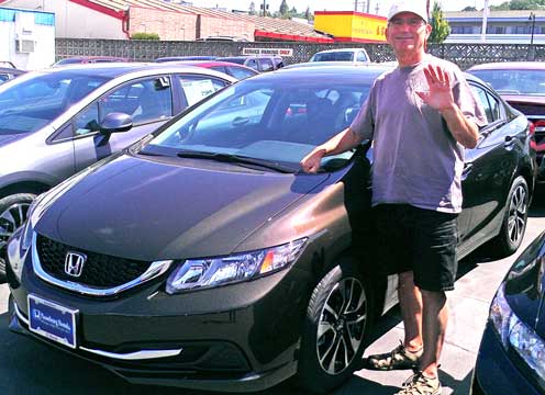 Test driving a Honda Civic