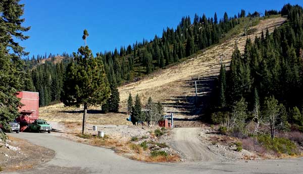 Near our campsite at the base of Mt. Shasta, Behind: The view of Mt. Shasta from the ski area.