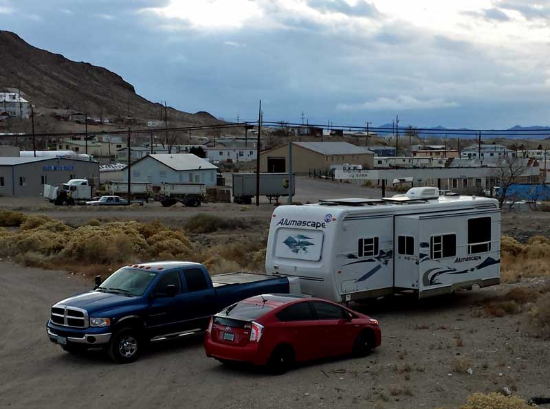 Parked in the Banc Club Casino in Tonopah, Nevada, Behind: Panorama of our parking spot