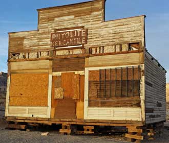 Rhyolite Mechantile, Behind: Rhyolite School House