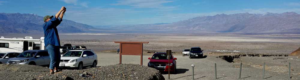 Just above Stove Pipe Wells at the Mosaic Canyon parking area