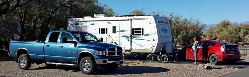 Furnace Creek Campground, Death Valley National Park, Behind: Solar panals up to catch every sun ray!