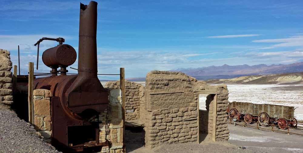 Harmony Borax Works, Behind: Gwen kicks at the borax deposits