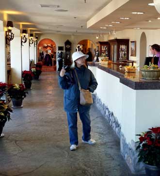 The registration lobby, Behind: The dining room