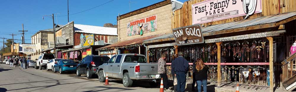 Oatman, AZ "ghost town", Behind: greeted by the burros first