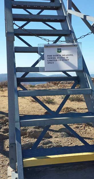 Can't climb the tower, Behind: The Oak Grove Firestation where the trail begins