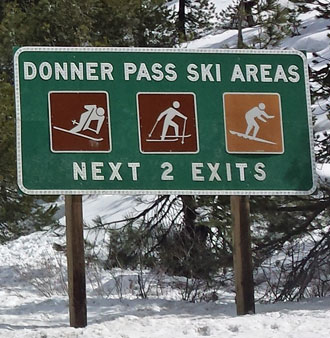 Out trip to Reno over Donner Summit, Behind: Passing the Pacific Crest Trail at the top of Donner Summit