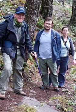 It's a muddy trail after recent and current rain, Behind: This is where our trail began