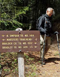 Hiking the Boulder Creek Trail, Behind: at our highest point overlooking Boulder Creek Canyon