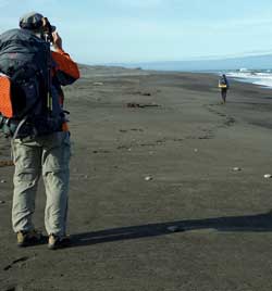 We must hike in deep sand