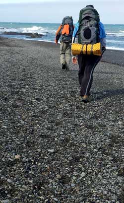 And we must hike on rocks in sand, Behind: Lost Coast panorama