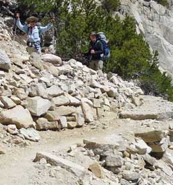 One of the many switchbacks, Behind: nearing the summit