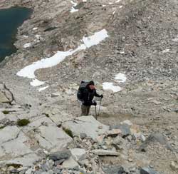 Descending Glen Pass toward Rae Lakes