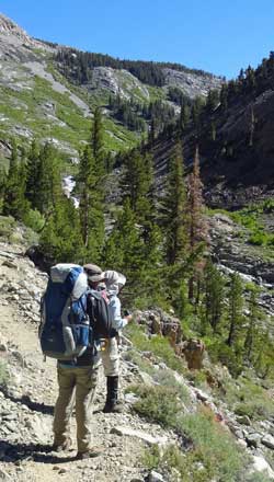 Climbinh adjacent to Woods Creek, Behind: The Woods Creek valley