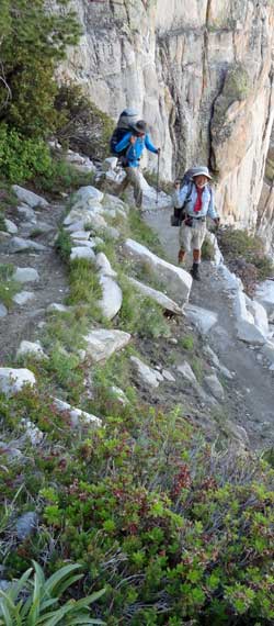 Steep switchbacks into the valley