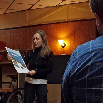 Crystal was on the agenda tonight, Behind: Umpqua Velo Cycling club agenda