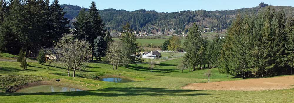 View toward Sutherlin from Southside Road, Behind: Panorama of Cooper Creek Reservoir