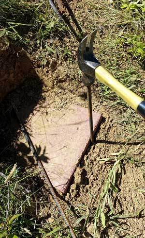 Rebar is driven next to the step to be sure they don't move, Behind: Looking from the top down