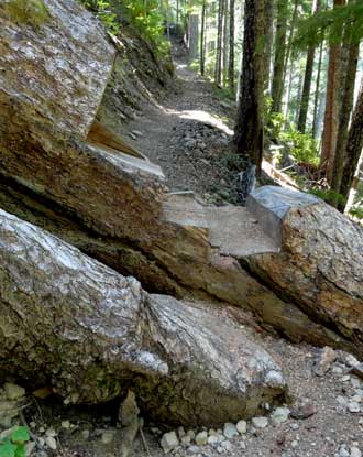 Creative trail maintenance and trouble for bicycles, behind: crossing the North Umpqua
