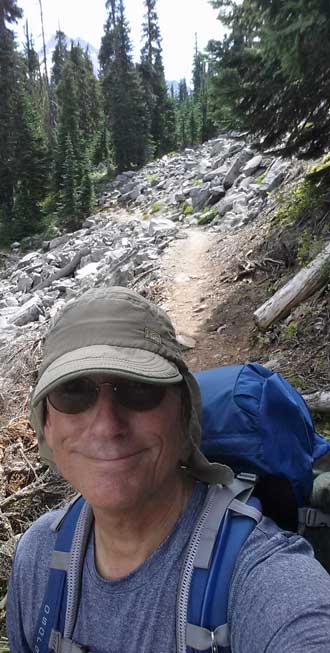 Climbing to Jefferson Park, Behind: my first view of Mt. Jefferson