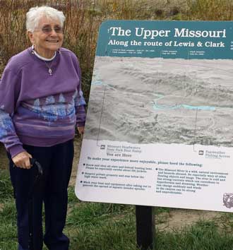 Mom at the Madison and Jefferson Rivers confluence, Behind: The Madison on the left, the Jefferson joining from the top right