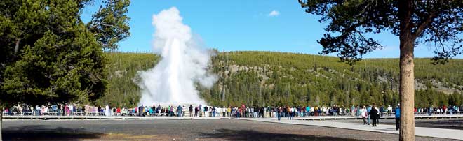 Old Faithful crowd