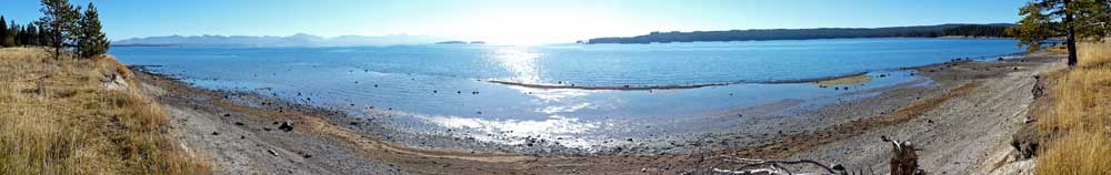 Yellowstone Lake shooting into the sun