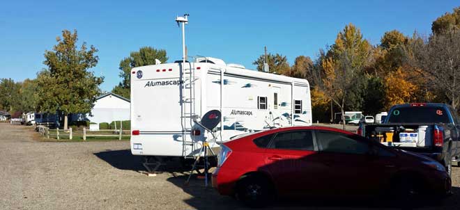 Parked in Boise, Behind: lots of wide open space in central Idaho