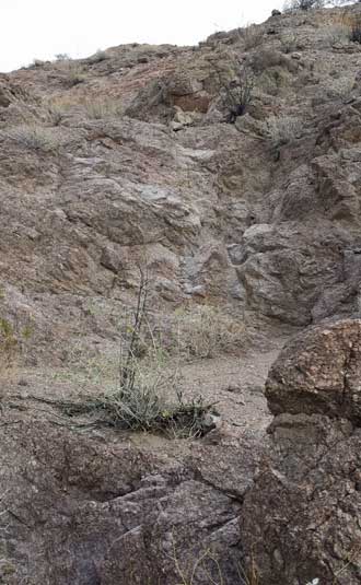 This would be called a "dry fall" in Death Valley, Behind: Finally, the campground in view