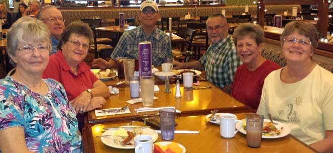 Sunday brunch with friends, Behind: Top of the mountains looking toward the north, campground to the left of the photo