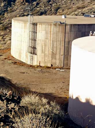 fresh water tanks for Katherine Landing, Behind: Katherine Landing from the mountains to the south