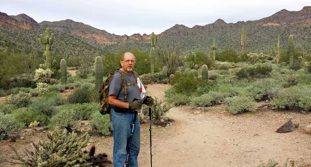 Lawrence is our trail leader at the trailhead, Behind: Ruth and Janice set the pace!