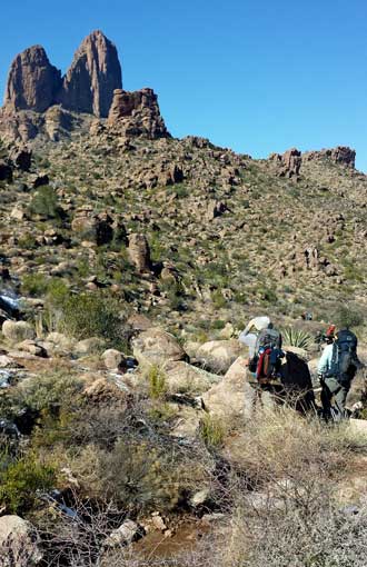 Weavers Needle, Behind: still climbing