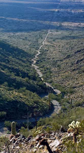 A steep climb to the towers.