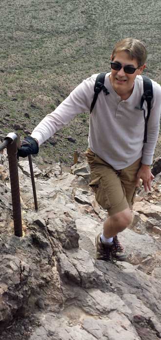 Steve on a steeper part of the trail