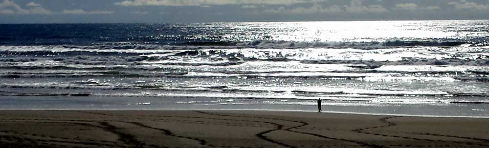 Gwen strolling Baker beach next to the Paciific Ocean