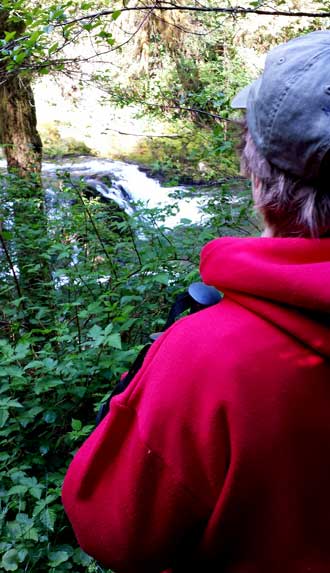 Gwen, overlooking Sweet Creek