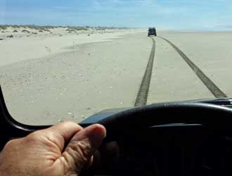 We follow Gary and Jeannie onto the beach