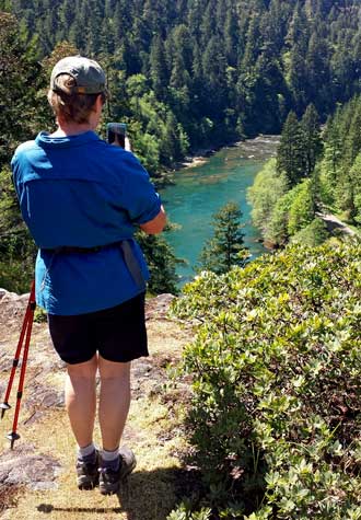 Gwen photographing the North Umpqua River