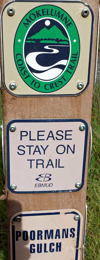 A well marked trail, Behind: Highway 49 at the far end of the trail