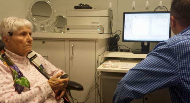 Mom getting tested for hearing aids