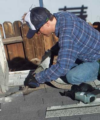 Scott was a roofer in a previous life so he knows what he is doing when replacing his own roof.