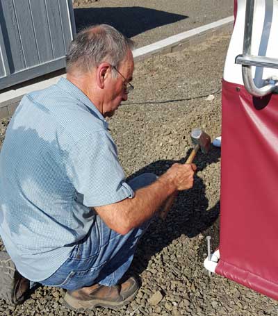 Securing the skirts with PVC and spikes