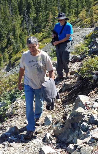 Rick leads Richard up the trail